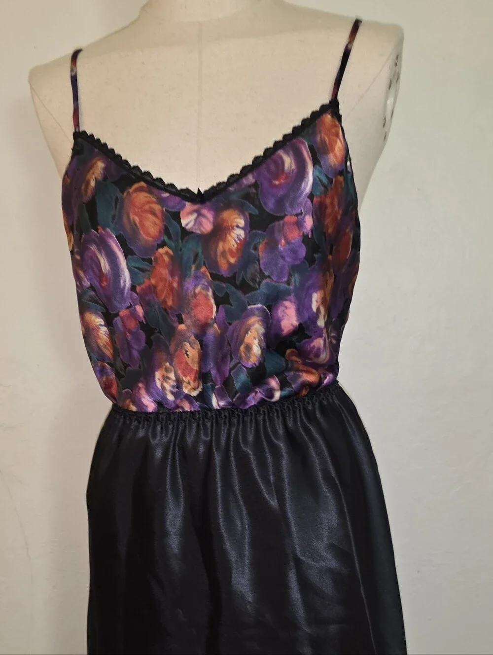 Vintage Myonne 1980s Floral Teddy Bodysuit Camisole Tank Top Lingerie - Picture 3 of 14